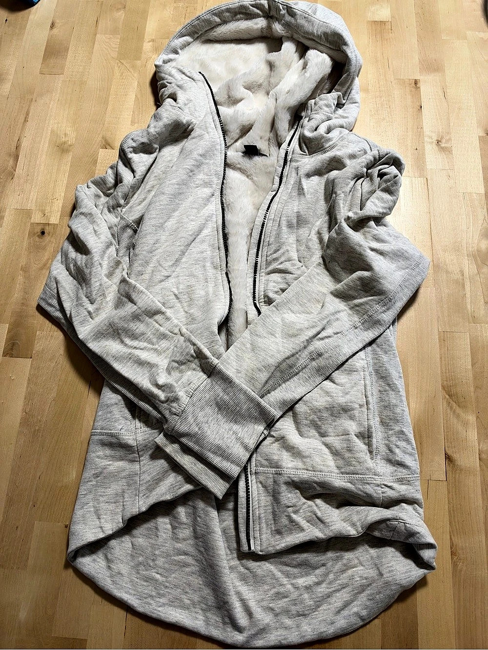 Eddie Bauer Faux Fur Lined Hooded Vest in Gray